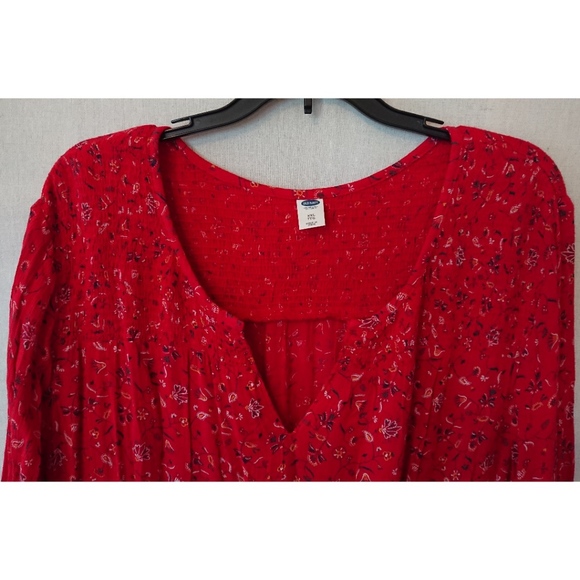 Women's Long Flowing Red Floral Old Navy Dress - Picture 2 of 8